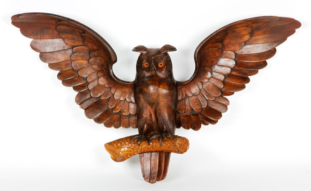 Appraisal: - th C German Black Forest Owl th century German