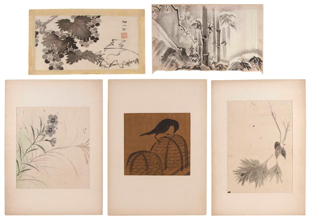 Appraisal: COLLECTION OF FIVE JAPANESE PAINTINGS TH CENTURY APPROX X MATTED