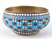 Appraisal: A Russian silver cloisonne enamelled open salt with twisted wire