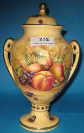 Appraisal: Aynsley two handled vase cover decorated in the Orchid Gold