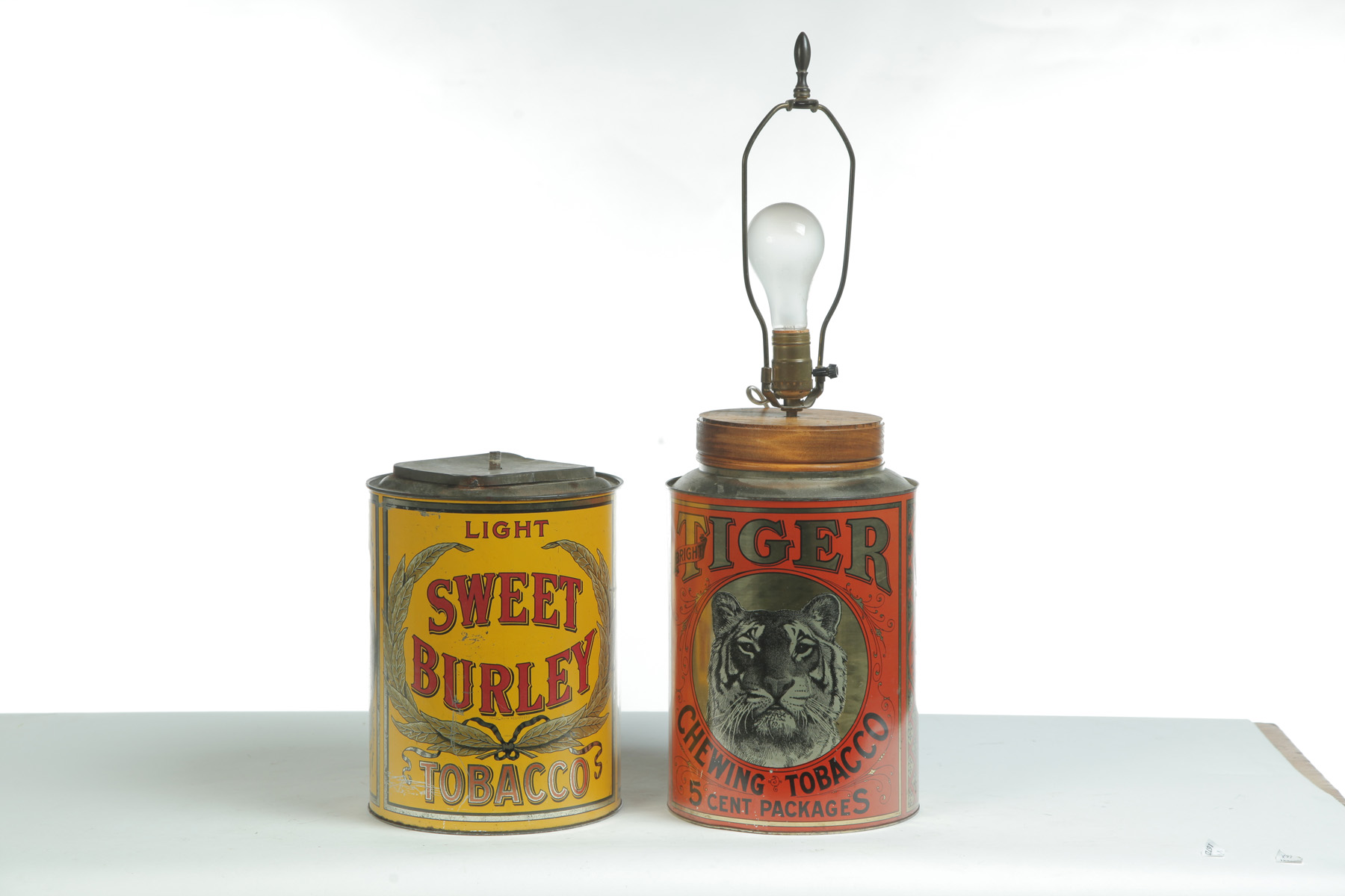 Appraisal: TWO TOBACCO TINS American st quarter- th century Tiger Chewing