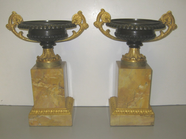 Appraisal: PAIR OF FRENCH BRONZE CASSOLETTES Two gilt foliate and double