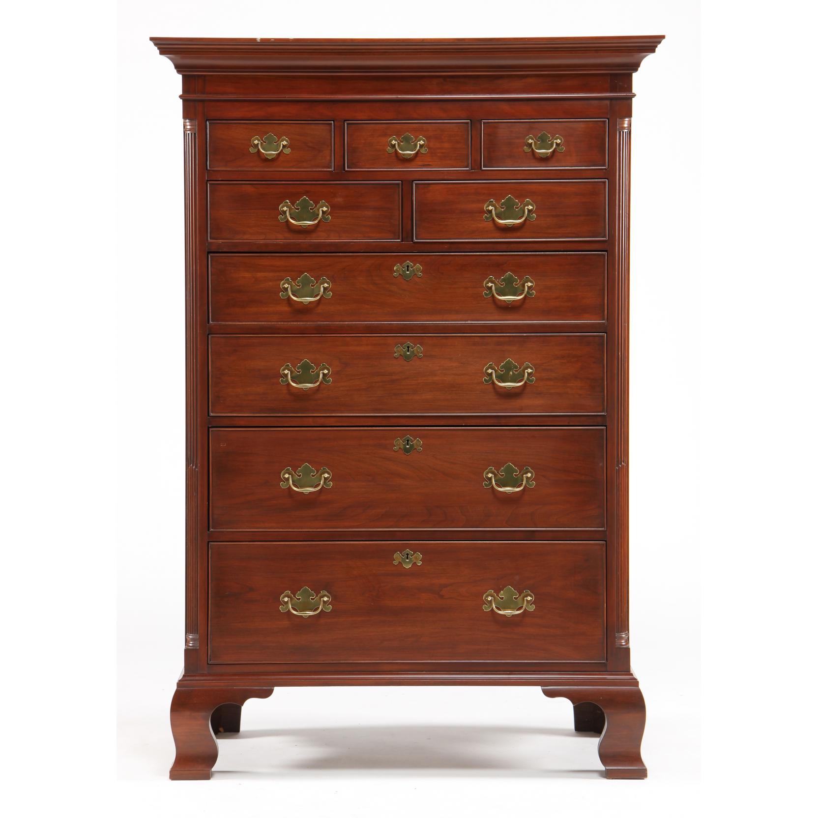 Appraisal: Henkel Harris Chippendale Style Tall Chest of Drawers label to