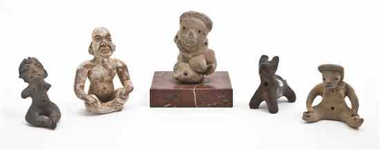 Appraisal: A Collection of Nine Pre-Columbian Style Pottery Effigy Figures comprising