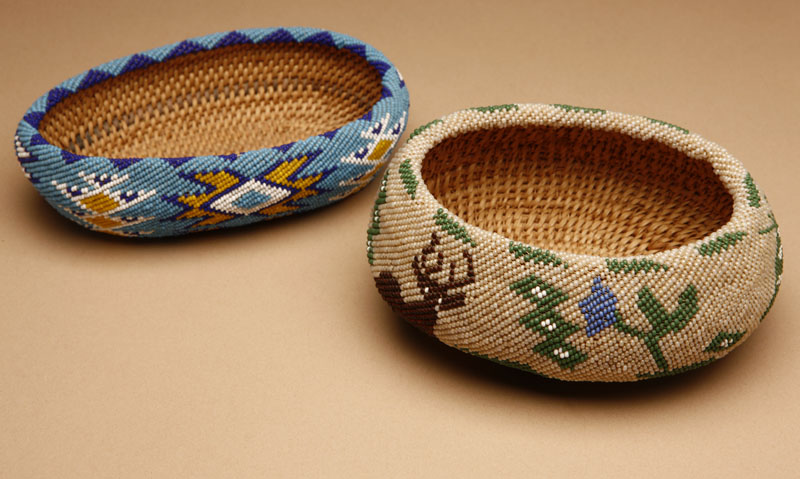 Appraisal: Two Native American Paiute beaded baskets Two Native American Paiute