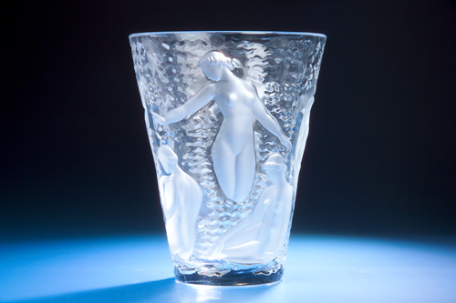 Appraisal: LALIQUE Vase Ondines clear and frosted ca Engraved Lalique France