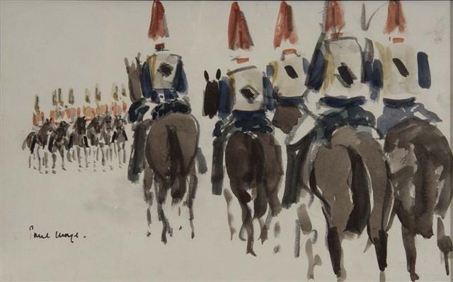 Appraisal: PAUL LUCIEN MAZE French - Guards on horseback signed lower