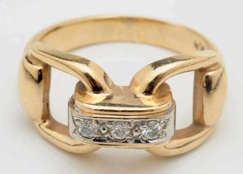 Appraisal: K Y Gold Buckle Ring with Diamonds Weight dwt Jewelry