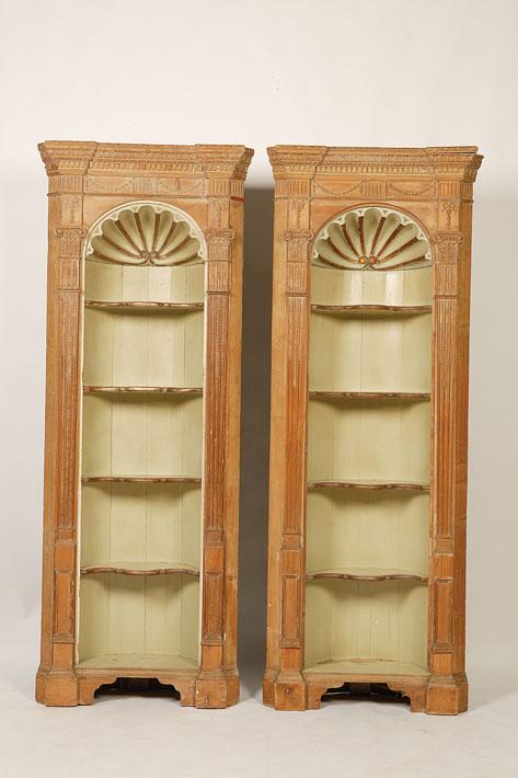 Appraisal: A PAIR OF GEORGE III PINE CORNER NICHES with carved