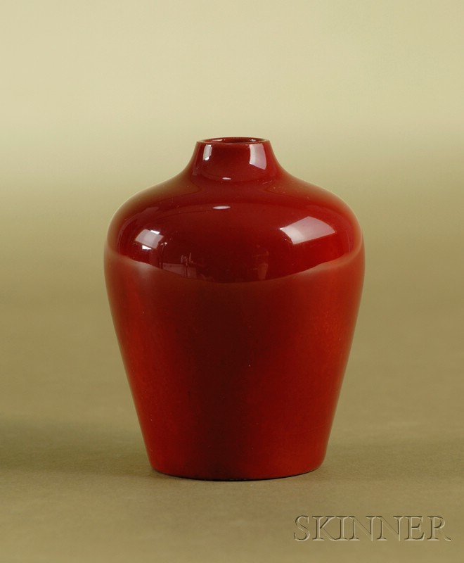 Appraisal: Bernard Moore Flambe Glaze Miniature Bud Vase c with high