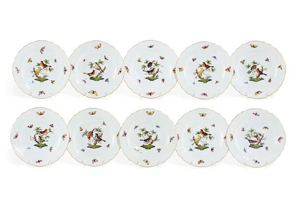 Appraisal: Ten Herend Rothschild Bird salad plates A set of ten