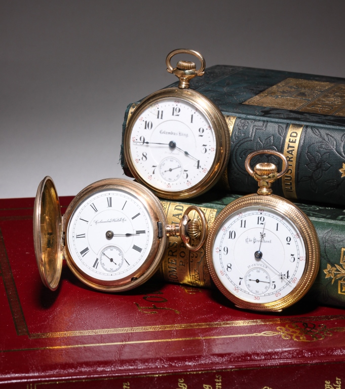 Appraisal: THREE NAMED COLUMBUS WATCH CO POCKET WATCHES American late th