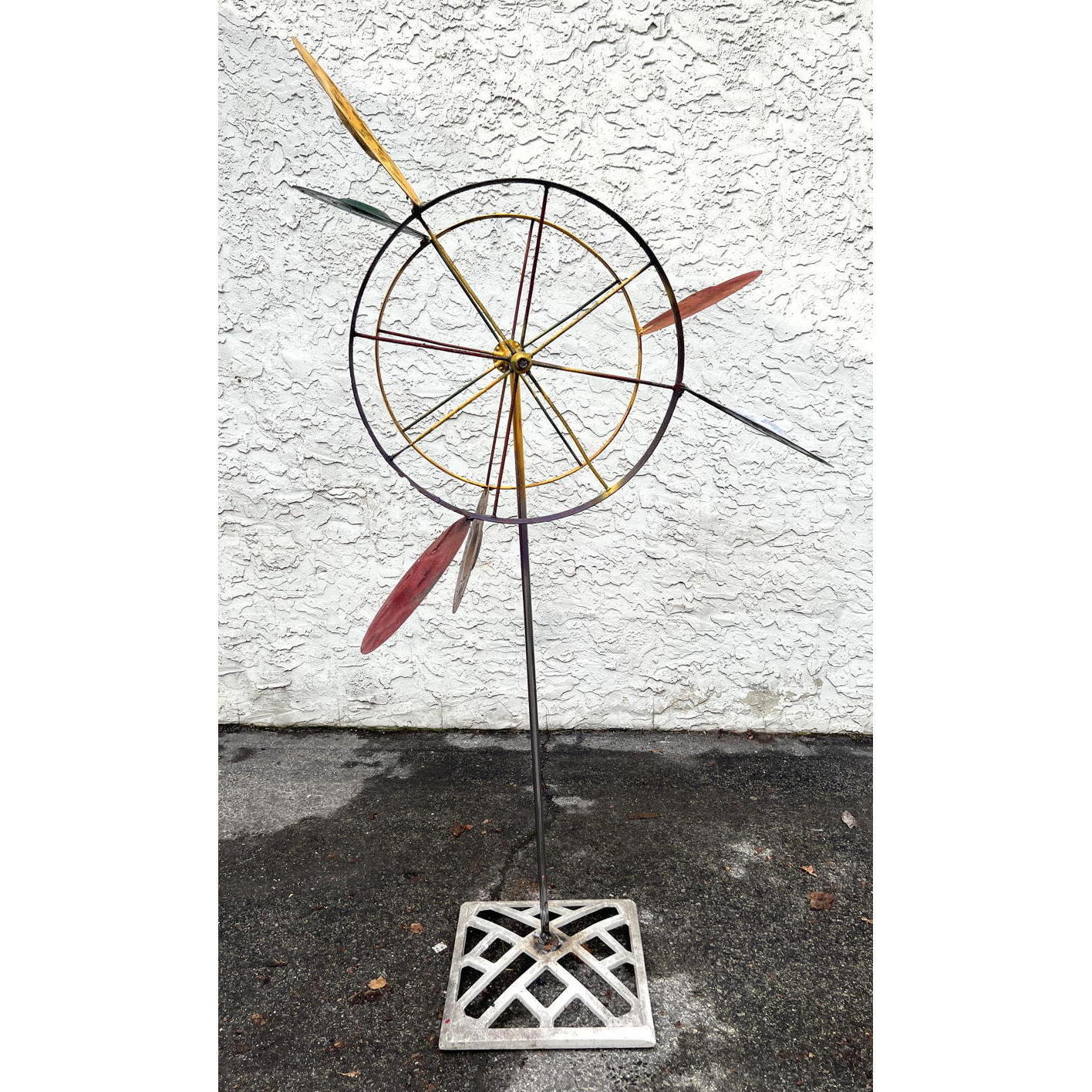 Appraisal: Chris Hiltey Outdoor Garden Kinetic Wind Sculpture Colored Paddles and