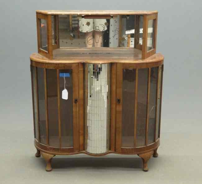 Appraisal: English Art Deco glass and wood cabinet '' W ''