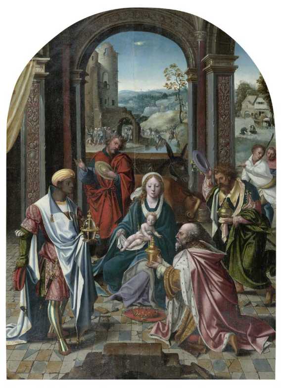 Appraisal: ANTWERP SCHOOL CIRCA Adoration of the Three Kings Circa Oil