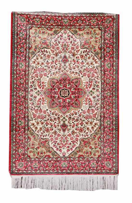 Appraisal: Very fine Persian silk Tabriz carpet ' '' x '