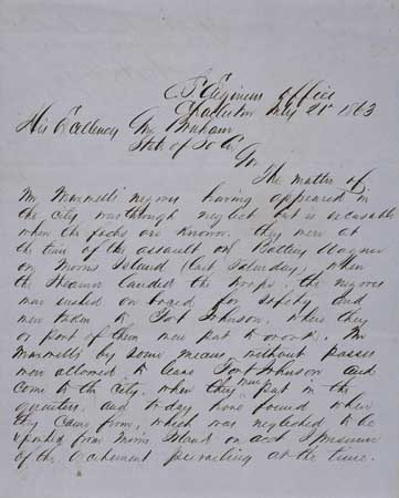 Appraisal: THE ATTACK ON BATTERY FORT WAGNER MILITARY Autograph Letter Signed