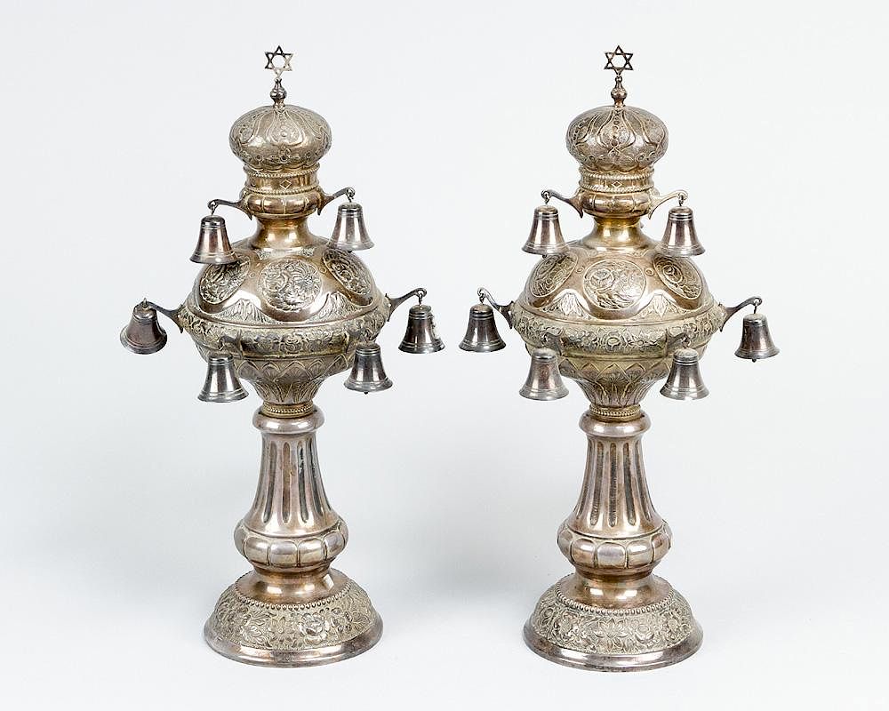 Appraisal: Judaica Pair of Vienna Rimonin Judaica Pair of Vienna Rimonin