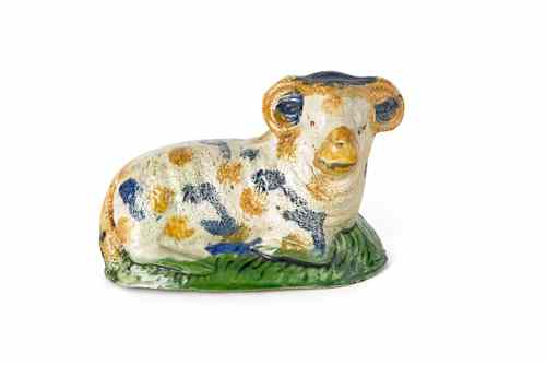 Appraisal: Prattware recumbent ram early th c l