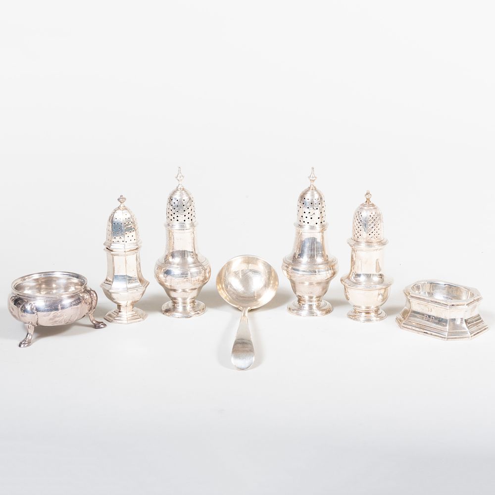 Appraisal: Group of English Silver Condiment Wares Comprising A set of