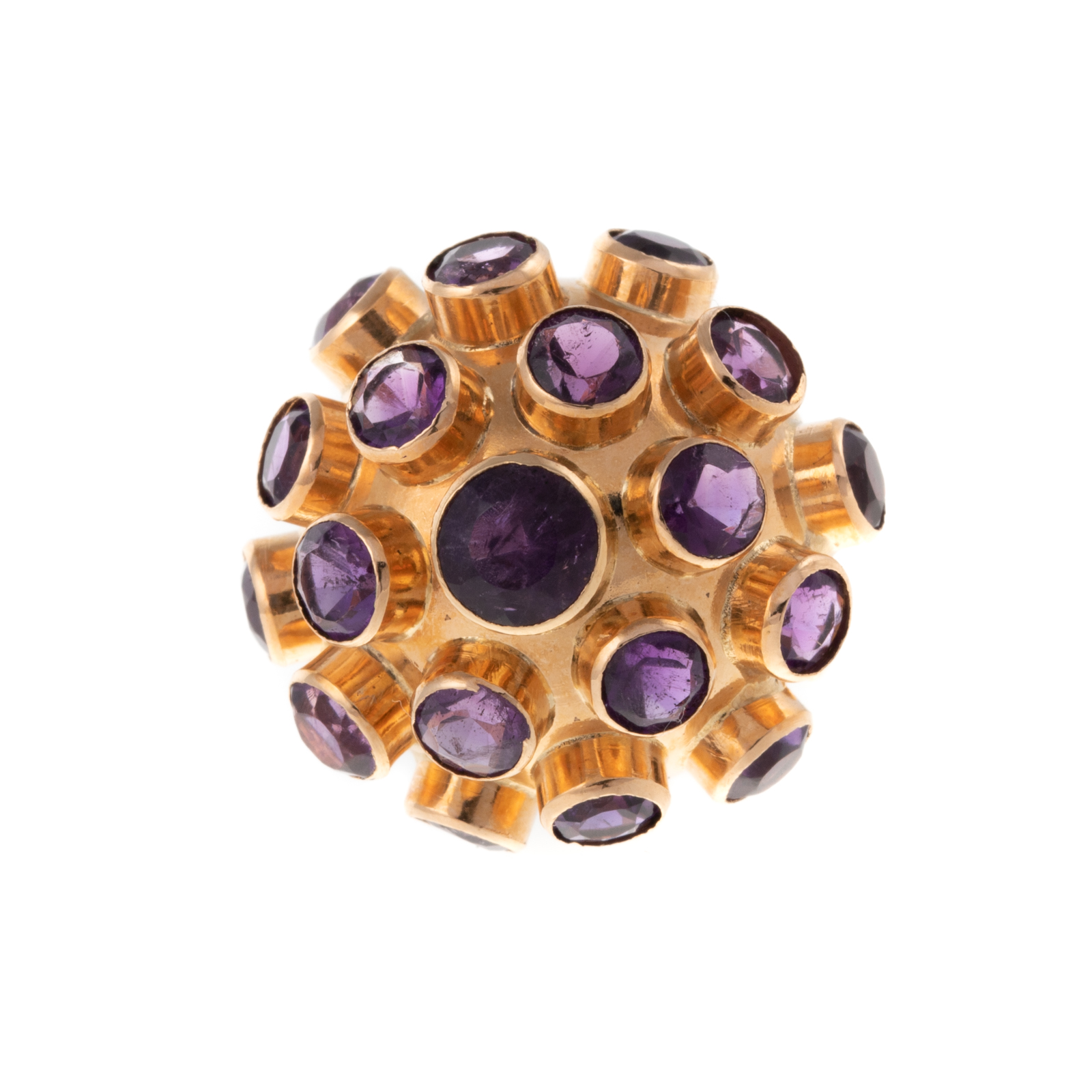 Appraisal: AN AMETHYST SPUTNIK RING IN K K yellow gold ring