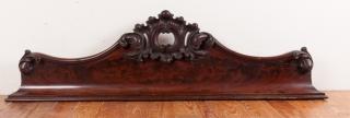 Appraisal: Burled Walnut Cornice Pediment Element Reclaimed ornate burled walnut carved