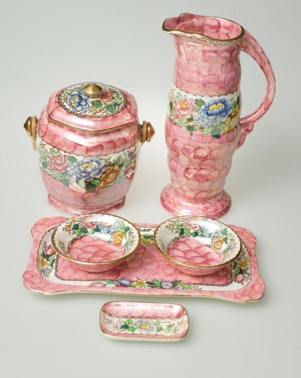 Appraisal: GROUP OF MALING PEONY ROSE PATTERN POTTERY c comprising dressing