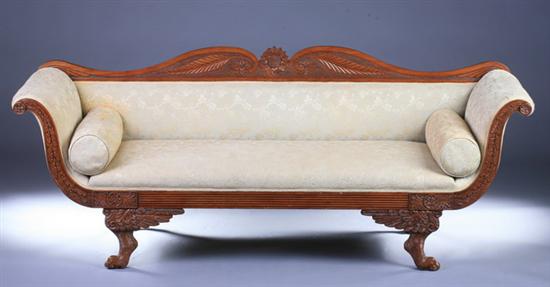 Appraisal: AMERICAN LATE FEDERAL EARLY EMPIRE CARVED MAHOGANY SOFA Early th