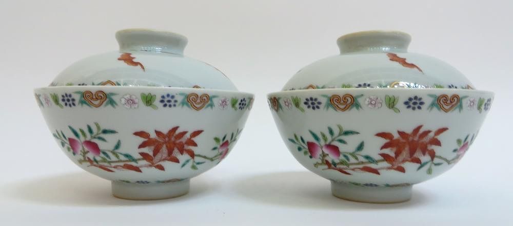 Appraisal: Pair Of Lidded Rice Bowls Pair Of Lidded Rice Bowls