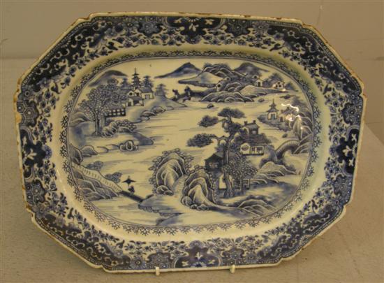 Appraisal: th century blue and white octagonal Nankin plate decorated in