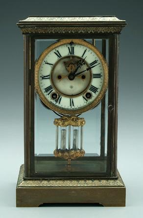 Appraisal: Ansonia crystal regulator clock face with open escapement beveled glass