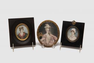 Appraisal: Six Framed Oval Portrait Miniatures Six Framed Oval Portrait Miniatures