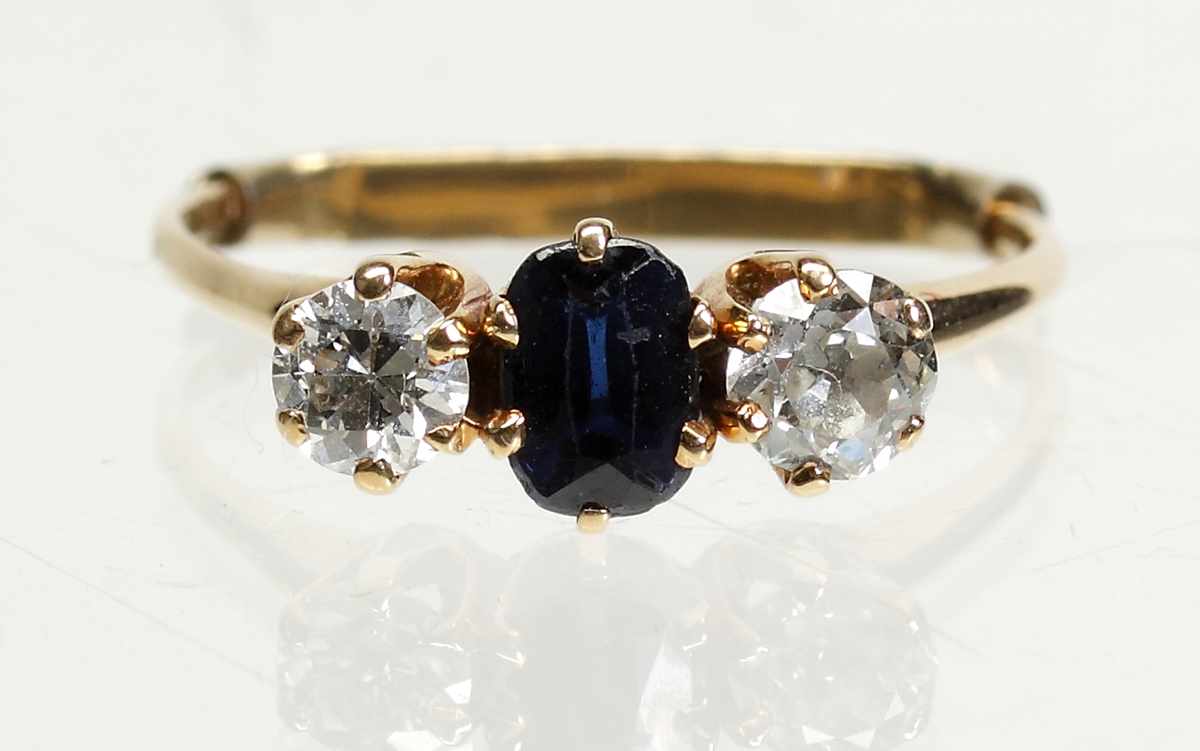 Appraisal: k Yellow Gold Diamond Sapphire Ring Set w ct each