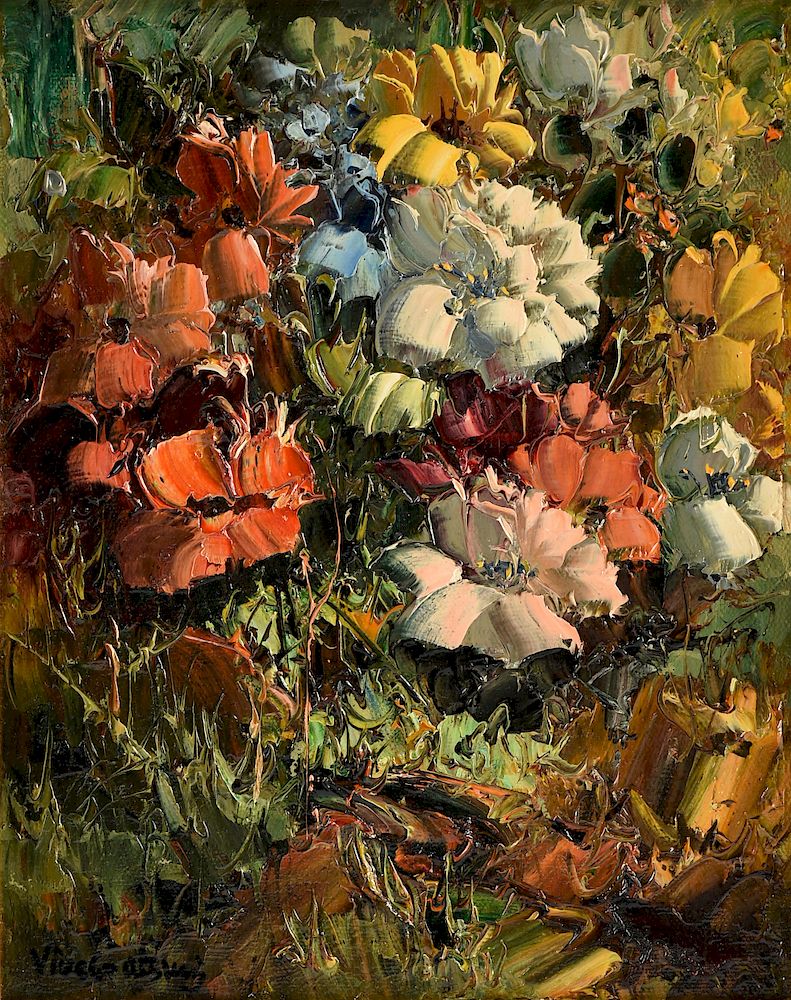 Appraisal: JOSE VIVES-ATSARA Spanish American - A PAINTING Wild Flowers JOSE