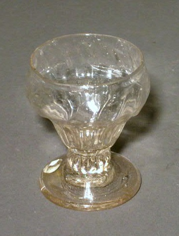 Appraisal: Early blown glass master salt with ribbed detail h x