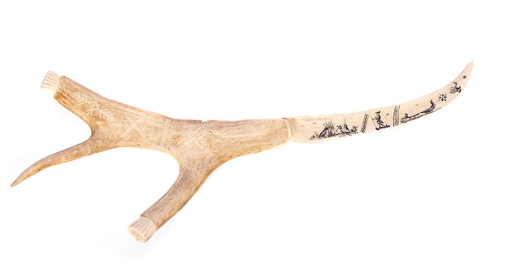 Appraisal: Carved Antler Knife Good original condition Please Email or call