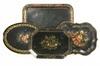 Appraisal: SERVING TRAYS - Lot of hand painted tin serving trays