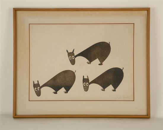 Appraisal: Charles William Smith Virginia - Three Animals Woodblock print Pencil