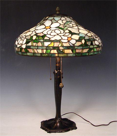 Appraisal: AN OLDER TIFFANY STYLE LAMP - FLORAL DESIGN SHADE Extraordinarily