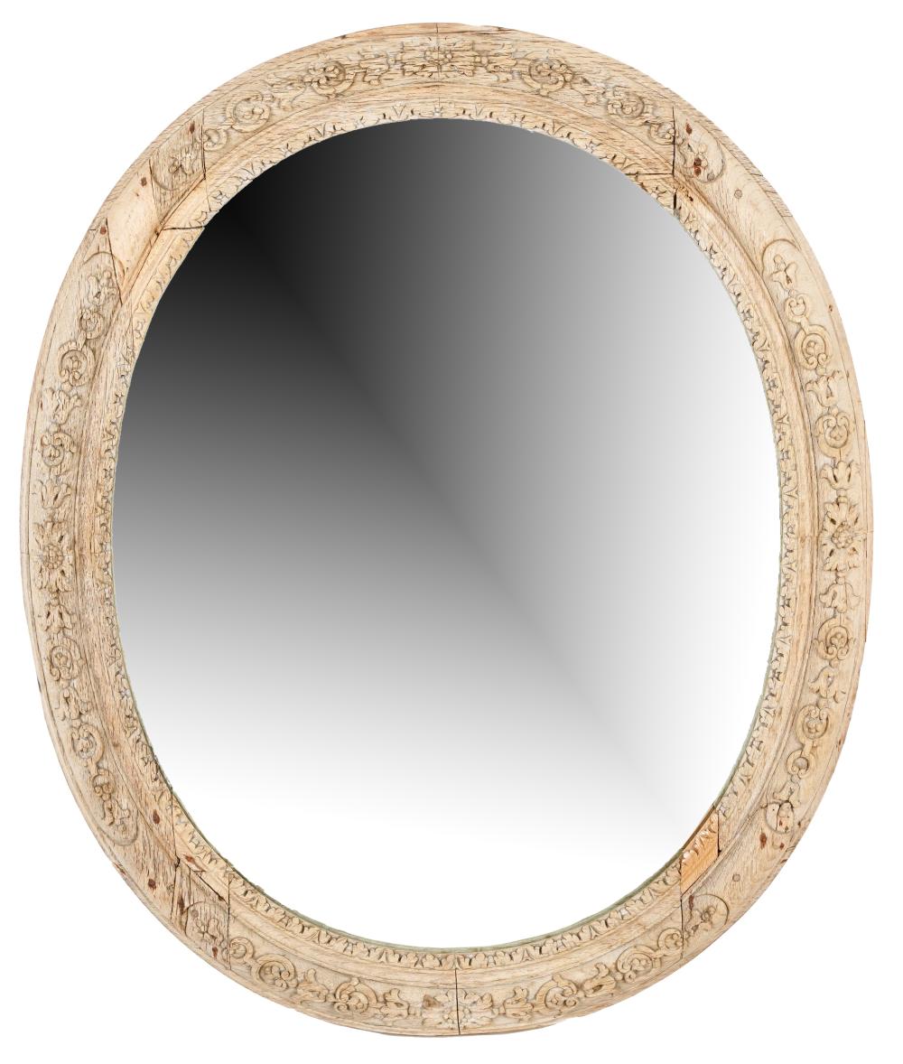 Appraisal: OVAL CARVED WOOD WALL MIRRORCarved Oval Wall Mirror Dimensions Frame