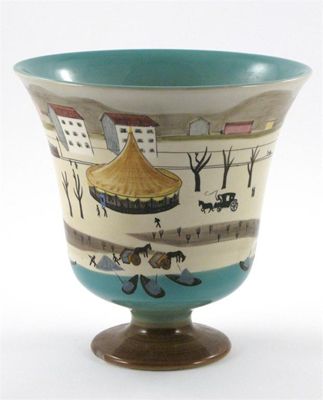 Appraisal: A Lenci Pottery earthenware pedestal vase painted with a Surrealist