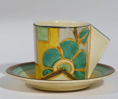 Appraisal: Moonflower' a Clarice Cliff Bizarre coffee can and saucer painted