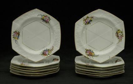 Appraisal: Set of Twelve Continental Porcelain Hexagonal Plates Each x in