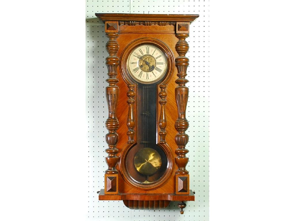 Appraisal: LATE NINETEENTH CENTURY WALNUT VIENNA STYLE SPRING DRIVEN WALL CLOCK