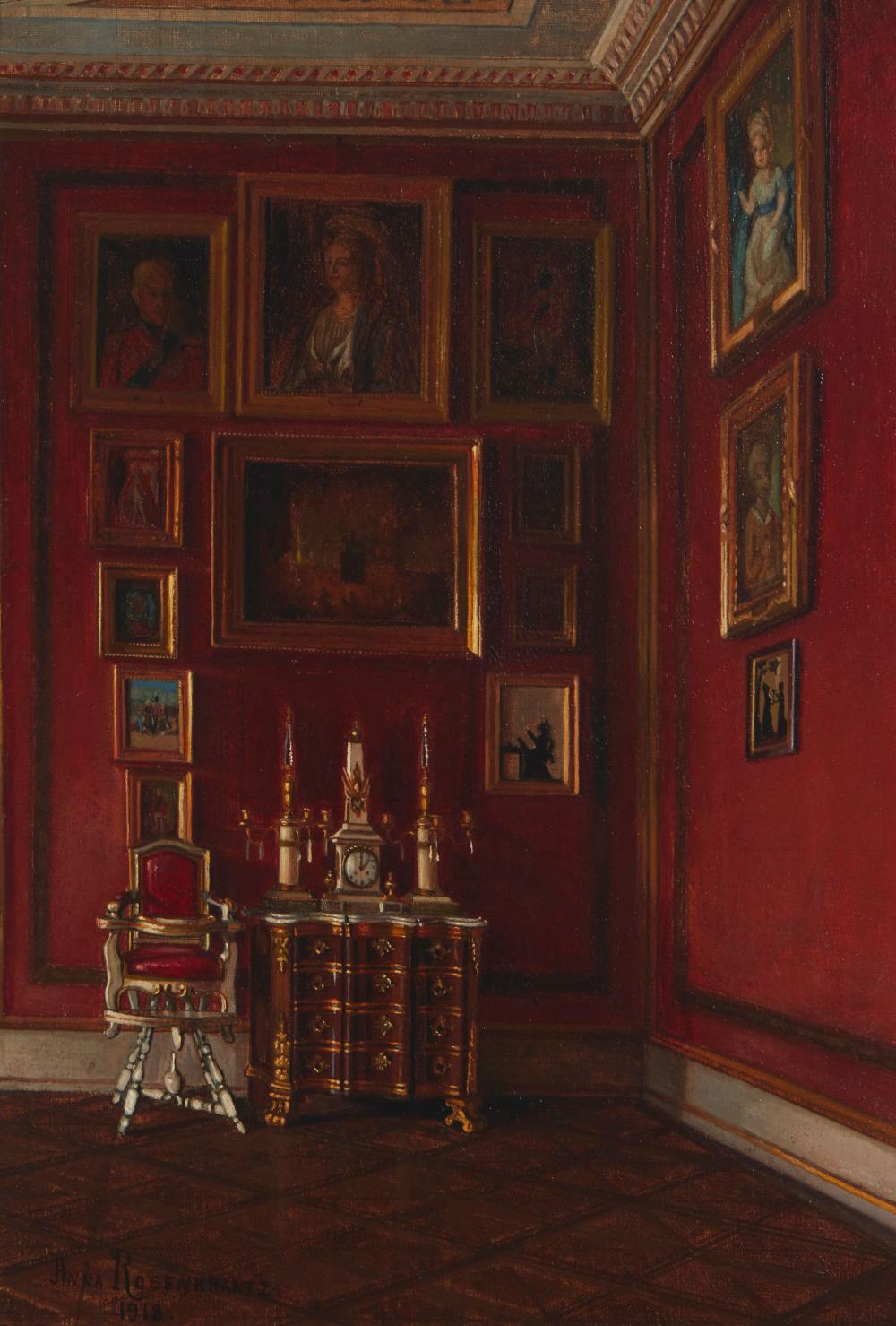 Appraisal: Anna Rosenkrantz - Danish Interior with paintings Oil on canvas