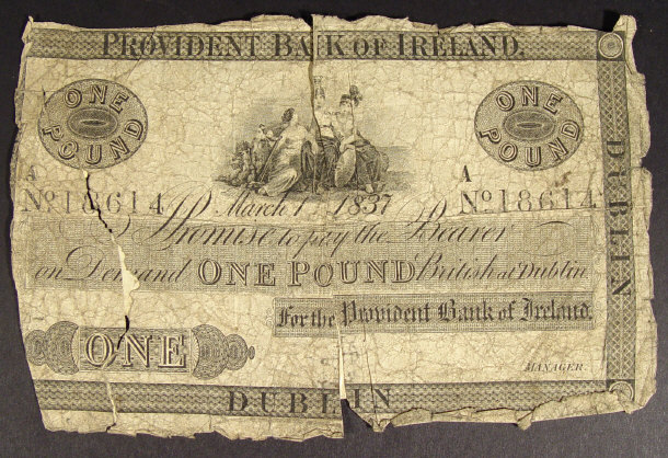 Appraisal: Provident Bank of Ireland one pound note dated March st