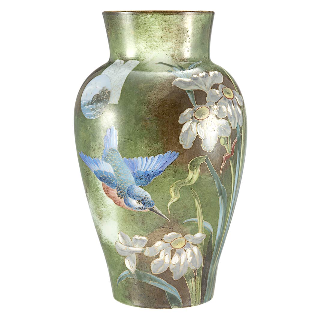 Appraisal: St Louis Painted and Enameled Glass Vase Late th early