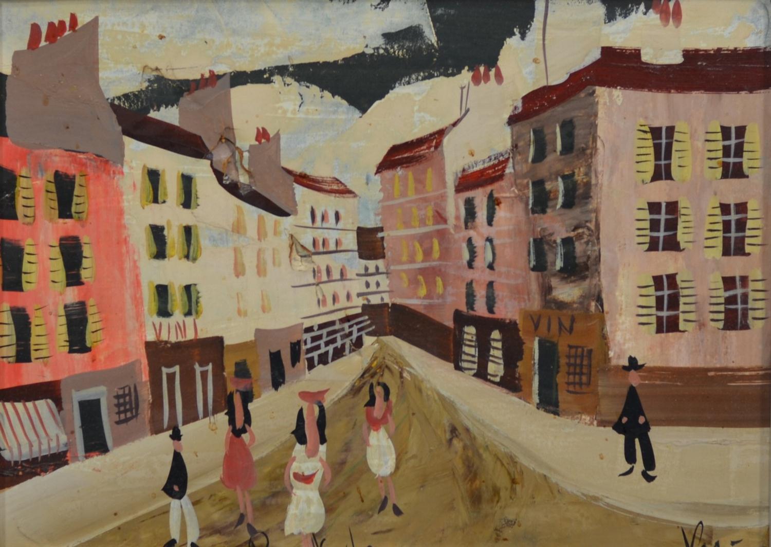 Appraisal: Maurice Verrier French b oil on board Street Scene signed