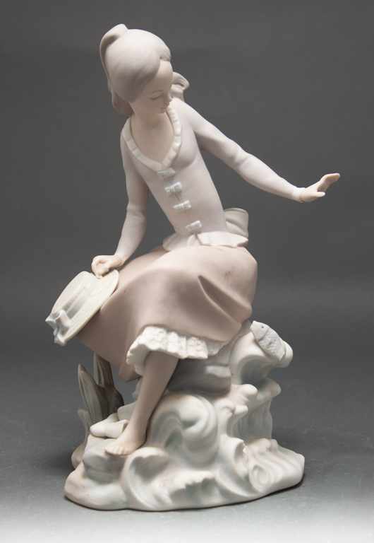 Appraisal: Lladro bisque porcelain figure of a girl seated by a