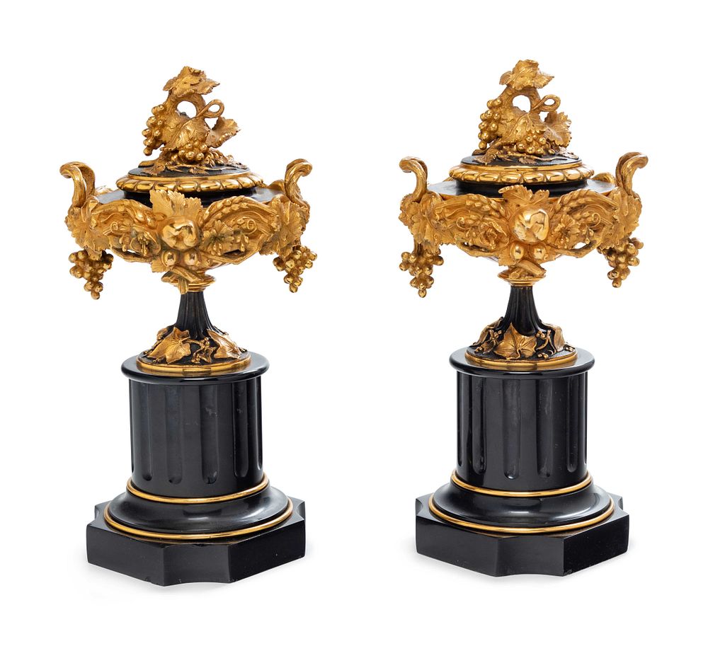 Appraisal: A Pair of French Gilt and Patinated Bronze and Marble